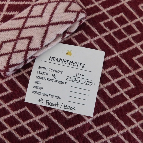 Anthropologie MOTH Galena Cowl Neck Sweater Maroon Pink Jacquard Geometric Small - Picture 14 of 14